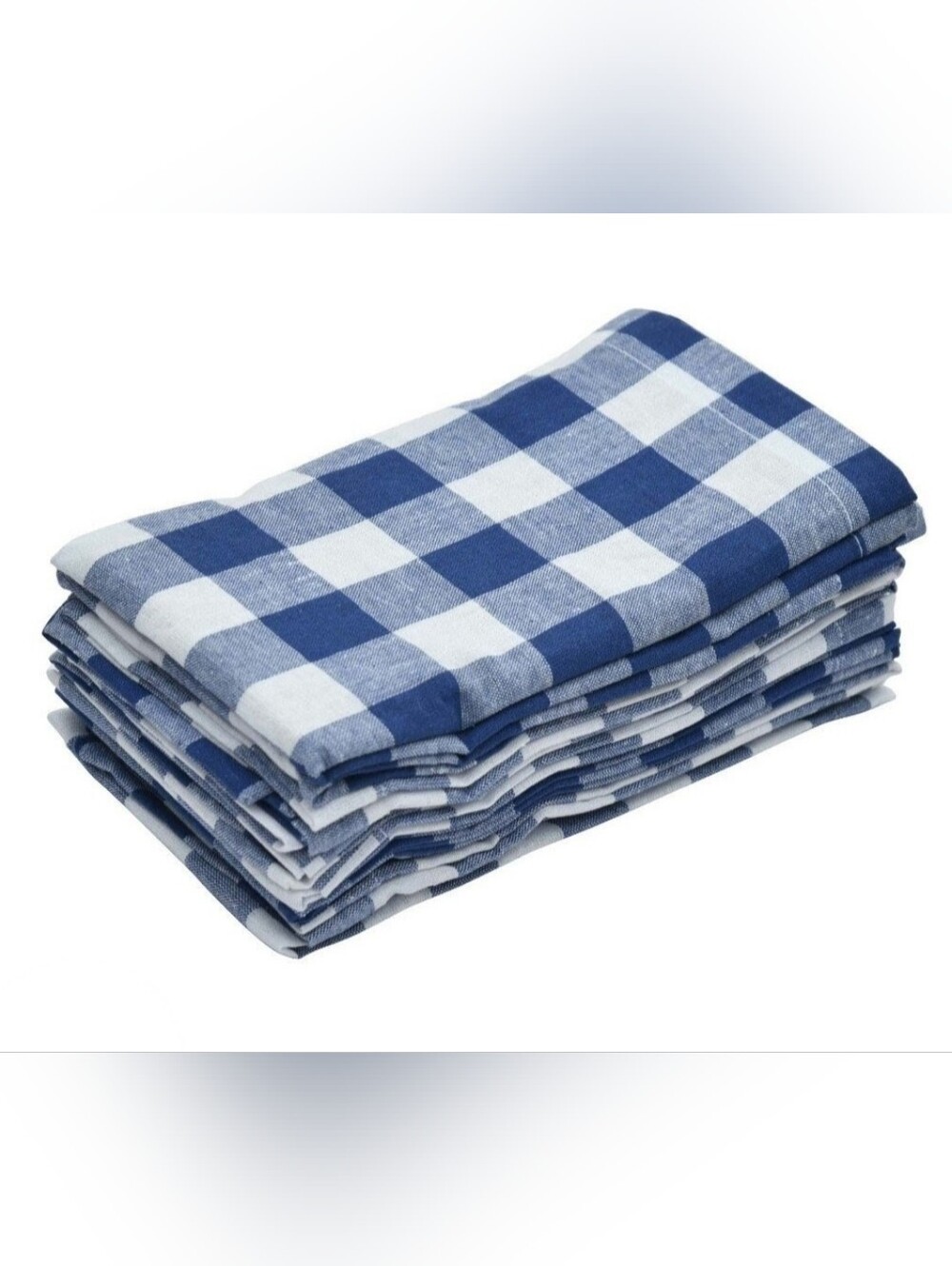 Blue and White Buffalo Check Gingham Kitchen Cloth Napkins Set Of 4